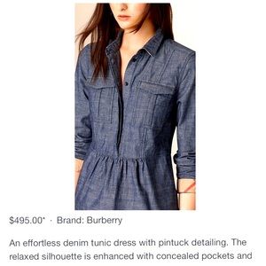 Burberry denim tunic dress. Sz S. Burberry brit nova check plaid sleeve dress
